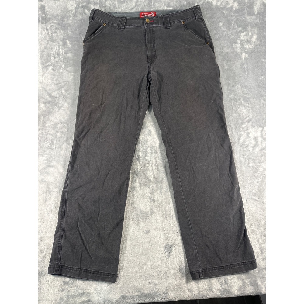 Coleman Mens Utility Work Pants Charcoal Grey Carpenter Canvas 36x32